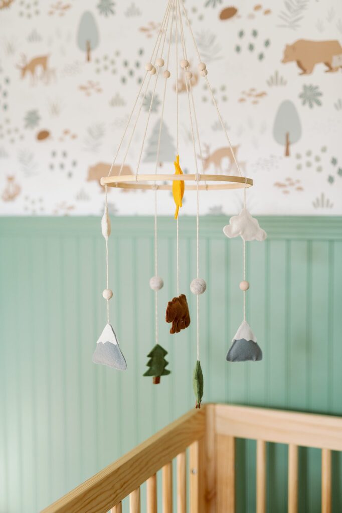 photo of mobile at in home newborn lifestyle session in Minnesota